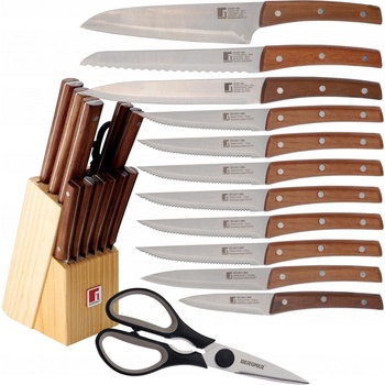 Bergner Nature BG 8911 MM súprava nožov v drevenom bloku 13 ks