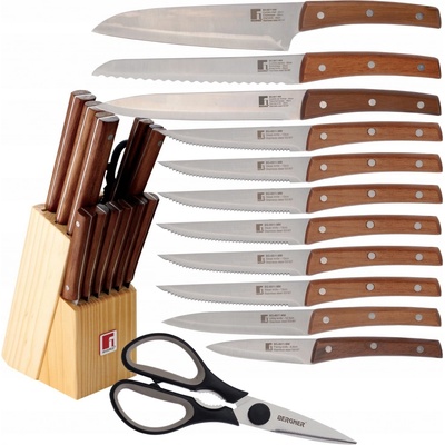 Bergner Nature BG 8911 MM súprava nožov v drevenom bloku 13 ks