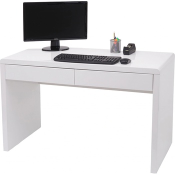 Mendler Stôl HWC-G51 kancelársky stôl počítačový stôl , vysoký lesk biely ~ 100x60cm