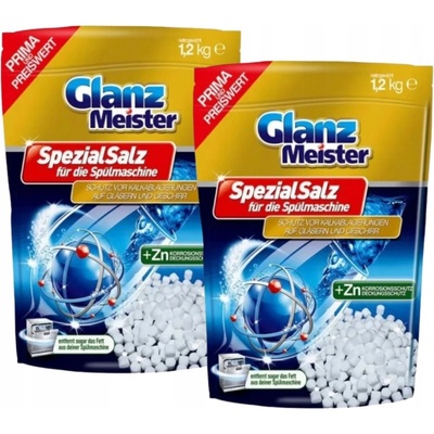 Glanz Meister Soľ do umývačky riadu hrubá 2 x 1,2 kg