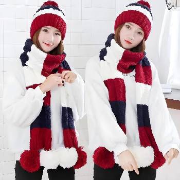 HARAHU Шапка и шал - Червена kp21606 (21606)