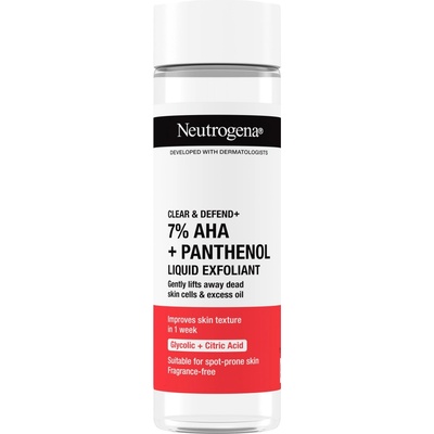 Neutrogena Clear & Defend+ Liquid Exfoliant unisex tekutý peeling s aha kyselinami a panthenolem 125 ml