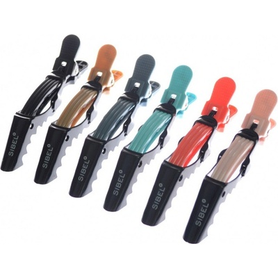 SIBEL Strong Crocodile Color 6ks - klipsy do vlasů 11cm - barevné