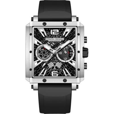 Pagani Мъжки часовник Pagani Design Perseity, Кварцов, Хронограф, Черен / Сребрист (PD-1725-BLACK-SILVER)