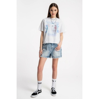 Reporter Young Dívčí světle modré džínové šortky s roztřepeným efektem světle modrá