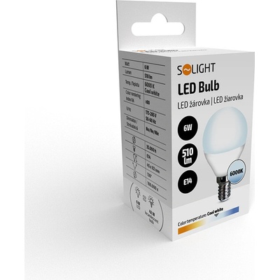 Solight žárovka LED G45 E14 6W bílá studená