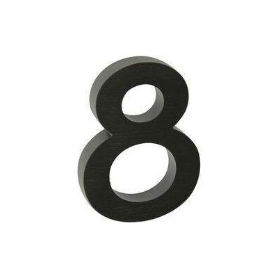 Hliníkové číslo v 3D provedení s broušeným povrchem, znak "8", černé