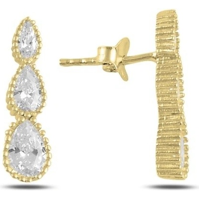 Lunica Stříbrné náušnice ZLATÝ PRAMÍNEK 0981