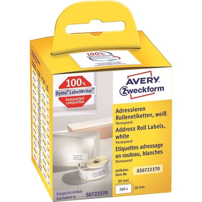 AVERY Етикети за адреси Avery на ролка 89 x 28 мм, 2 x 130 бр (AS0722370)