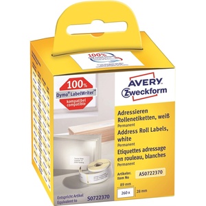 AVERY Етикети за адреси Avery на ролка 89 x 28 мм, 2 x 130 бр (AS0722370)