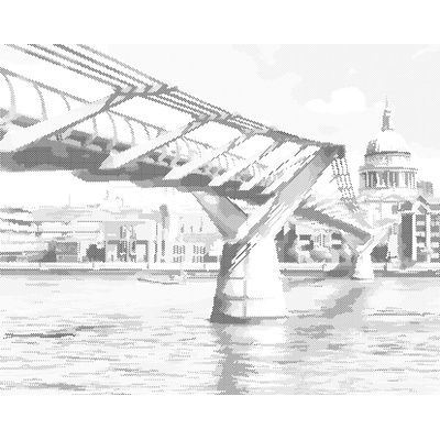 ZUTY Bodkovanie - MILLENNIUM BRIDGE V LONDÝNE Rámovanie: vypnuté plátno na rám, Rozmer: 40x50 cm
