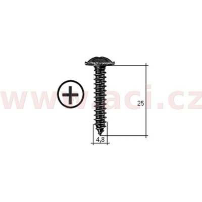 ACI Samořezný křížový vrut černý pozink Fe (sada 20 ks) (4,8 mm, 25 mm)