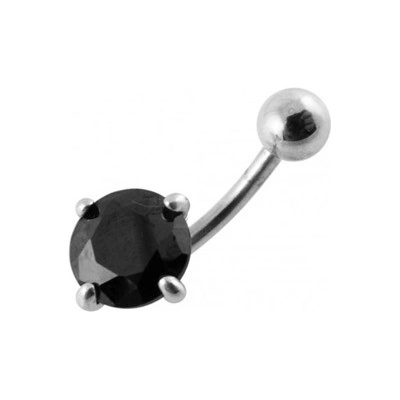 Šperky4U stříbrný piercing do pupíku černý zirkon BP01017-K