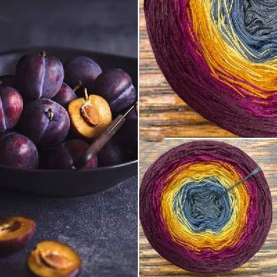 ColorfulLmadeshop Příze Čarovné klbko (3n) 1000m Slivky II