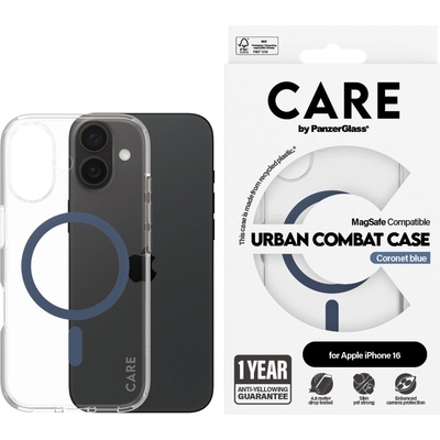 Panzer Гръб CARE by PanzerGlass за iPhone 16, Flagship Case Urban Combat w. Blue MagSafe
