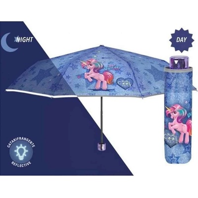 Simmy dětský skládací deštník Jednorožec modrý