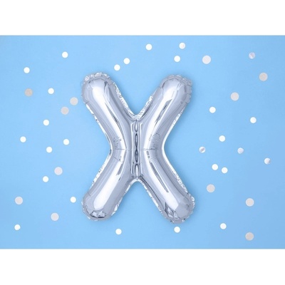 Party Deco FB2M X 018 Fóliový balón strieborný písmeno 35 cm X