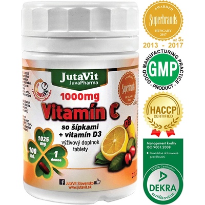 Jutavit Vitamín C 1000 mg + D3 + zinok 100 tabliet