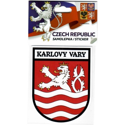 Samolepka so symbolom mesta Karlovy Vary 6 x 7,5 cm - farebná