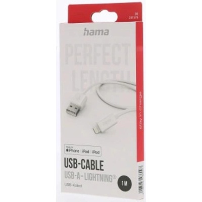 Hama 201579 MFi USB pre Apple, USB-A Lightning, 1m, bílý