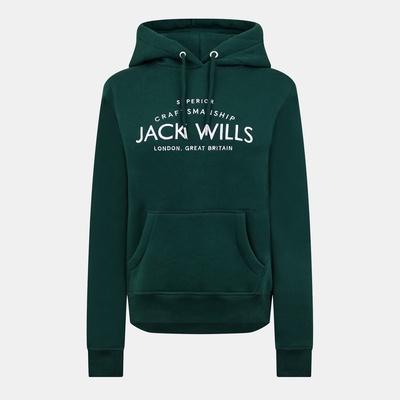 Jack Wills Суичър Jack Wills Hunston Graphic Logo Hoodie - Dark Green