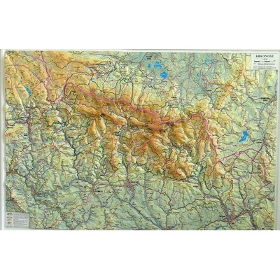 Krkonoše - plastická mapa 90 x 62 cm v dřevěném rámu