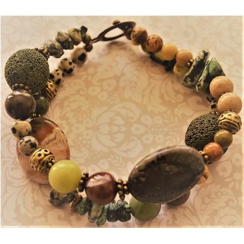 Image 1 of Dannyra Дамска гривна микс от ахат , нефрит , яспис и лава fw2107