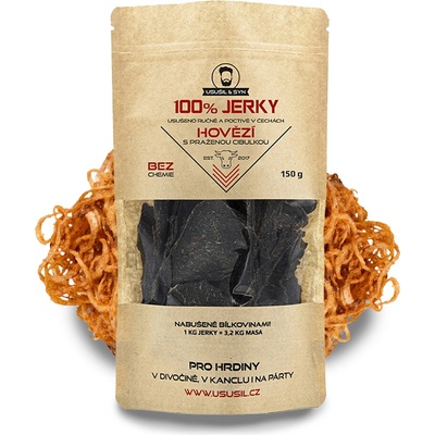 Jerky Usušil & Syn 100% Hovädzie s praženou cibuľkou 150 g