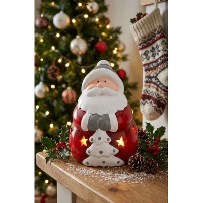 MagicHome Dekorace Santa LED terakota 8,5x8,2x12,5 cm ST8091300
