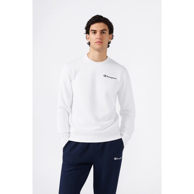 Champion Men’s Fleece Crewneck Sweatshirt with Small Embroidered Logo Icons White