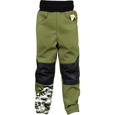 Wamu Softshellové nohavice detské Maskáč khaki
