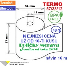 Termo kotouček 57/38/12 BPA 17m (57mm x 17m) Množství: 10 ks kotoučků ve fólii