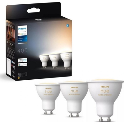 Philips HUE White Ambiance LED žiarovka GU10 4,2W/400lm 2200-6500K bluetooth 3-set