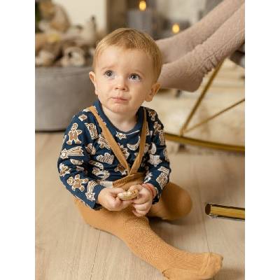 Detské body GINGERBREAD s dlhým rukávom Gingerbread potlač modrá
