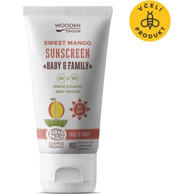 WoodenSpoon Wooden Spoon opalovací tělové mléko Mango Baby & Family SPF50 150 ml