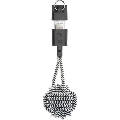 Native Union Key Lightning Cable - здрав плетен кабел, тип ключодържател с Lightning за Apple устройства (сив-бял)