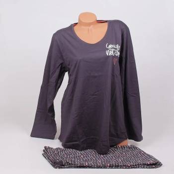 Image 1 of Дамска макси пижама с дълъг ръкав в графитено