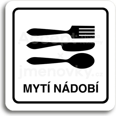 ACCEPT Piktogram mytí nádobí - bílá tabulka - černý tisk