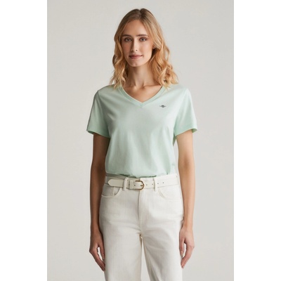 Gant REG SHIELD SS V-NECK T-SHIRT FADED MINT