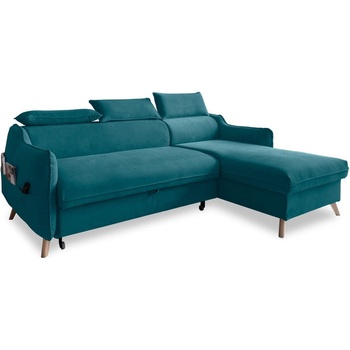 Miuform Ъглов разтегателен диван от тюркоазено кадифе (десен ъгъл) Sweet Harmony - Miuform (988MO238)