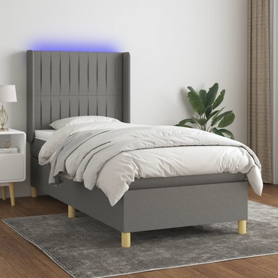 Petrashop 3138990 boxspring postel s matrací a LED tmavě šedá textil