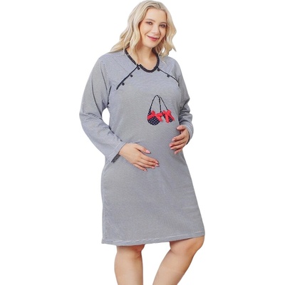 Макси нощница за кърмачки с раиран десен и пантофки