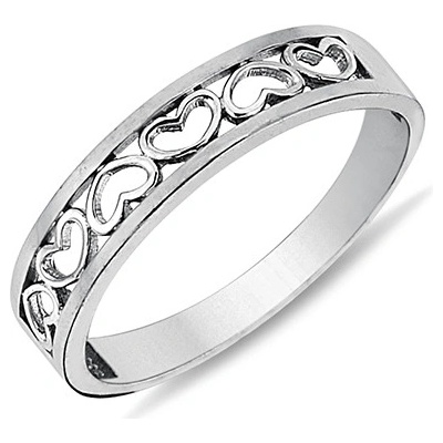 Lillian Vassago Prsten zdobený srdíčky z bílého zlata LLV98 GR030W