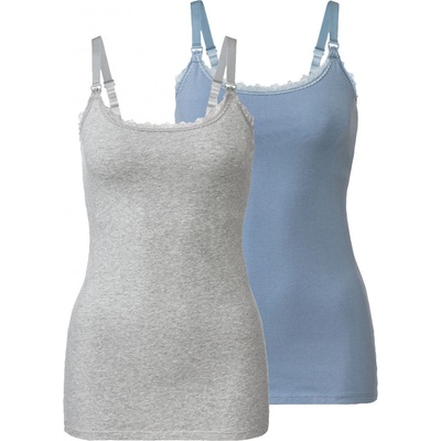 Esmara dámský top na kojení s BIO bavlnou 2 kusy světle modrá šedá – Zboží Mobilmania