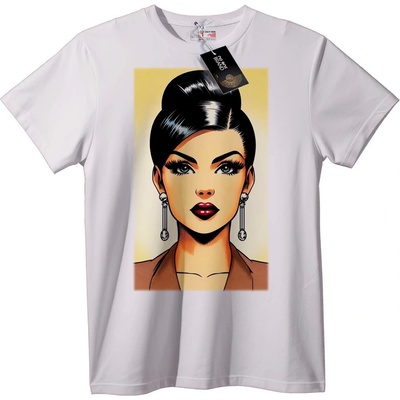 NOONEBRAND Тениска с елегантен женски портрет - M, White