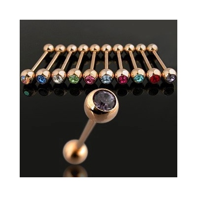 Šperky eshop piercing zlaté barvy s barevným zirkonem W38.09 Světlá modrá LB