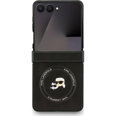 KARL LAGERFELD MagSafe Калъф за Samsung Z Flip 7, Karl Lagerfeld Karl&Choupette Pins Case, Черен (KLHMZF7PSMLRKCK)