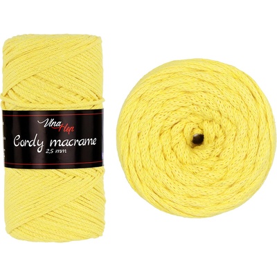 Vlna-hep Cordy macrame 2,5mm - šňůra bavlna Cordy macrame 2,5mm: nová - 8184 Žlutá