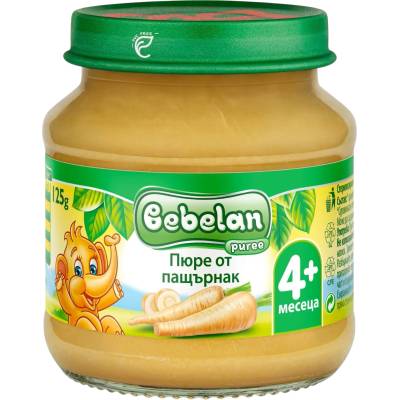 Bebelan Био пюре Bebelan - Пащърнак, 4 м+, 125 g (8586019165944)