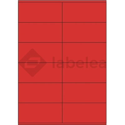 Labelea Samolepiace etikety 105x48 mm farebné papierové, na hárku A4, pre laserovú a atramentovú tlač, Farba etikiet Červená, Počet hárkov v balení 100 EPY105048PR012S